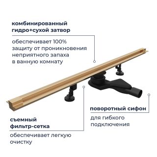 Душевой лоток обрезной RGW SDR-50Gb 76215060-06 60 см золото брашированное Душевой лоток обрезной RGW SDR-50Gb 76215060-06 60 см золото брашированное