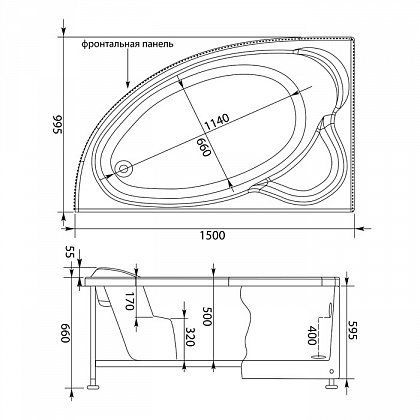 Акриловая ванна Aquanet Mayorca 150x100 L