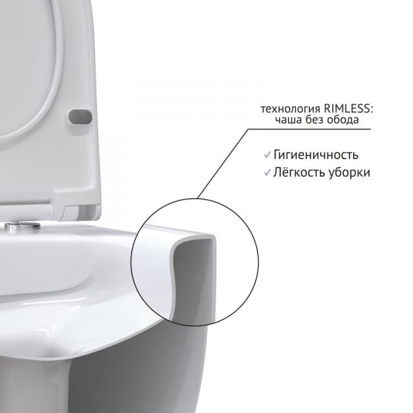 Подвесной унитаз Berges EGO XL Rimless белый 082118 сиденье Toma Slim SO микролифт быстросъёмное