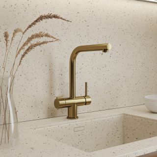Смеситель для кухни WasserKRAFT A8987 с выдвижной лейкой тёмное золото матовое