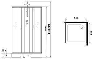 Душевая кабина Niagara NG-1101-14BKT 90x90см серебро/матовое