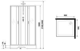 Душевая кабина Niagara NG-1101-14BKT 90x90см серебро/матовое