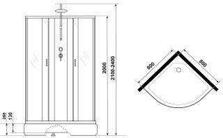 Душевая кабина Niagara NG-6703-14BKTG с гидромассажем 80x80см чёрный/прозрачное