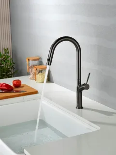 Смеситель для кухни AQUAme Cucina AQM9905GM с выдвижным изливом графит матовый