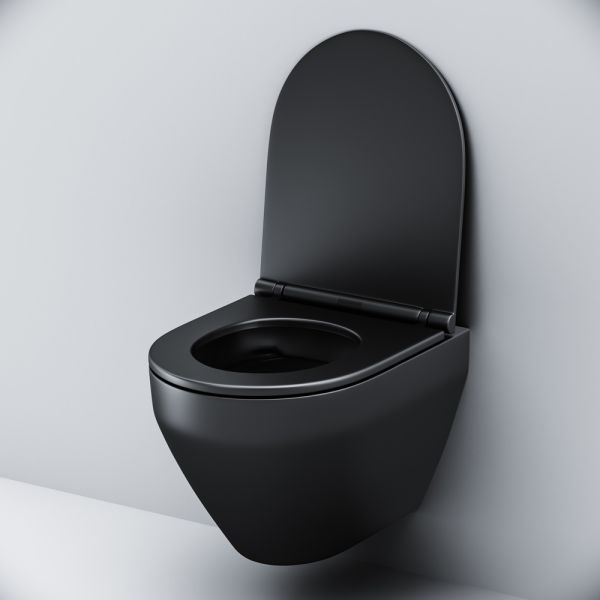 Унитаз подвесной Am.Pm Spirit 2.0  FlashClean с сиденьем микролифт чёрный матовый C701700MBSC Унитаз подвесной Am.Pm Spirit 2.0  FlashClean с сиденьем микролифт чёрный матовый C701700MBSC