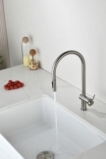 Смеситель для кухни AQUAme Cucina AQM9901BN с выдвижным изливом никель брашированный