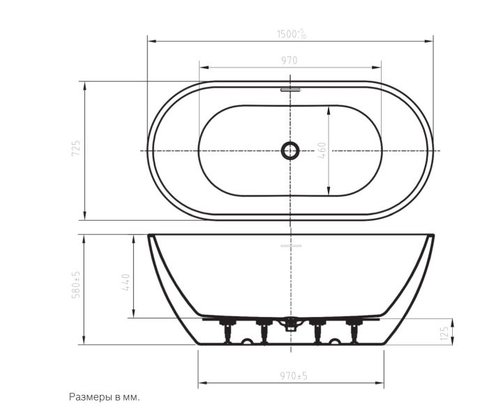 Акриловая ванна ArtMax AM-LATINA-1500-730 150x75см