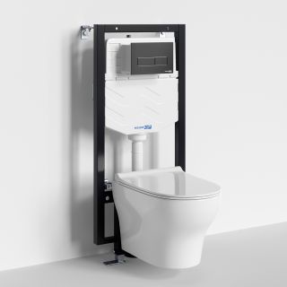 Система инсталляции с унитазом WasserKRAFT Vils 56TLT.010.ME.MB03.H001 кнопка смыва чёрный матовый