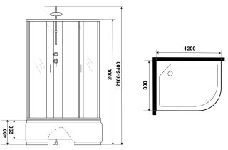 Душевая кабина Niagara NG-2510-14LBKTG с гидромассажем 120x80см серебро/тонированное