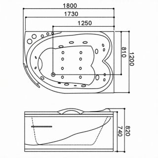 Ванна SSWW A304R 173x120 с гидромассажем