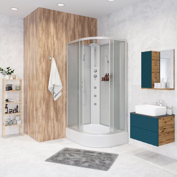 Душевая кабина Niagara NG-33194-14LBKTG с гидромассажем 110x90см серебро/матовое