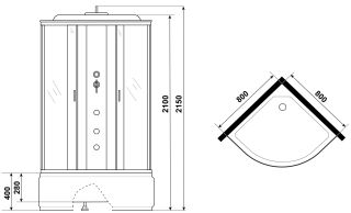 Душевая кабина Niagara NG-2507-14G с гидромассажем 80x80см серебро/тонированное