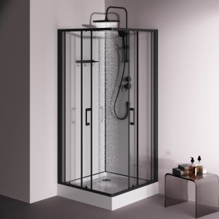 Душевая кабина Am.Pm Above W9XC-403-9090BT 90x90 см профиль чёрный матовый стекло прозрачное