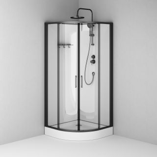 Душевая кабина Am.Pm Above W9XC-401-9090BT 90x90 см профиль чёрный матовый стекло прозрачное