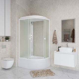 Душевая кабина Niagara Promo P90/80/40L/MT 90x80 см профиль белый стекло матовое
