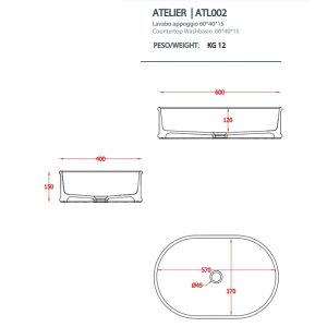 Раковина ArtCeram Atelier ATL002 05 00 белый 60 см