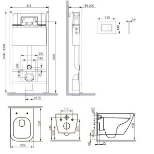 Комплект унитаза с инсталляцией AM.PM Spirit V2.0 IS70251.701701 с клав ProC S глянц