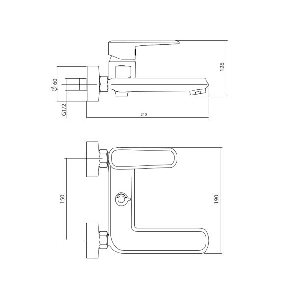Смеситель для ванны с коротким изливом RUSH Devon (DE7535-44)