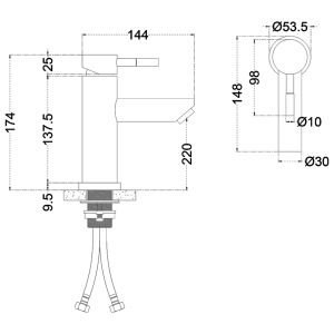 Смеситель для раковины Melana Tondo MELANA-610101PVD-B чёрный