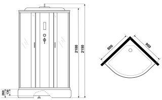 Душевая кабина Niagara NG-3501-14P 90x90см серебро/тонированное