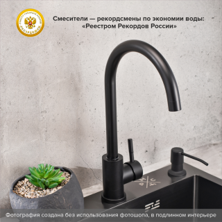 Смеситель для кухни РМС SUS124BL-017F чёрный Смеситель для кухни РМС SUS124BL-017F чёрный
