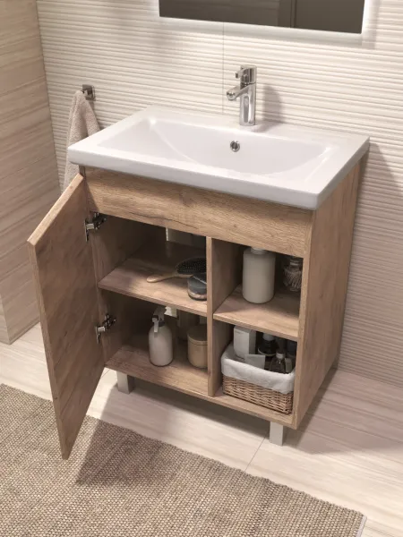 Тумба под раковину напольная Vigo Milos 317 70 см поставляется в разобранном виде дуб золотой