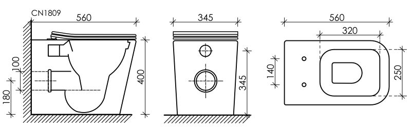 Приставной унитаз Ceramica Nova Cubic CN1809 безободковый белый