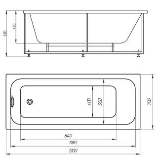 Ванна акриловая Azario Bella AV.0020130 130х70 см белый