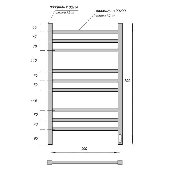 Полотенцесушитель электрический Point Вега PN71858W 50x80 см белый