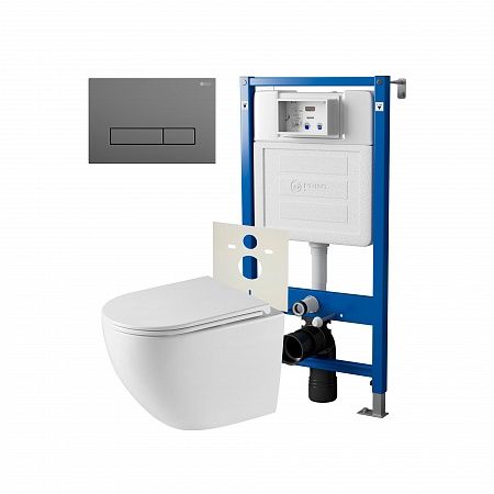 Комплект унитаза с инсталляцией Point Элемент PN48253GM с сиденьем Микролифт