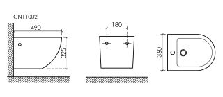 Биде подвесное Ceramica Nova Uno CN11002MB чёрный матовый Биде подвесное Ceramica Nova Uno CN11002MB чёрный матовый