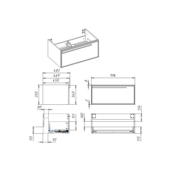 Тумба под раковину La Fenice Cubo FNC-01-ELB-B-80 77.6 см