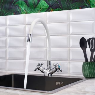 Смеситель для кухни BOOU BA5318-1F-E351A-B702 хром,белый Смеситель для кухни BOOU BA5318-1F-E351A-B702 хром,белый