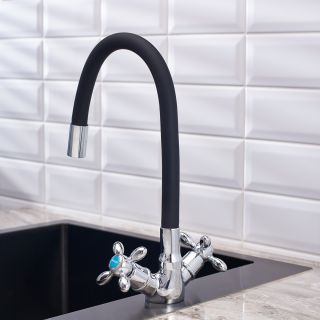 Смеситель для кухни BOOU BA5318-1F-E352A-B702 хром/чёрный Смеситель для кухни BOOU BA5318-1F-E352A-B702 хром/чёрный