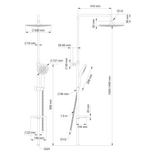 Душевая стойка Swedbe Hermes 5129G1 со смесителем для ванны хром/серый Душевая стойка Swedbe Hermes 5129G1 со смесителем для ванны хром/серый
