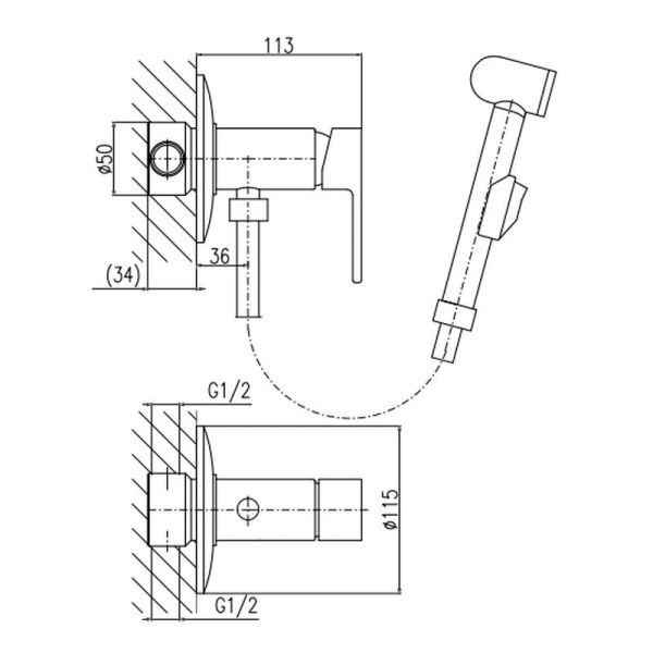 Гигиенический душ со смесителем Rav Slezak Vltava VT447 хром