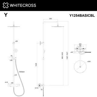 Душевая стойка Whitecross Y Y1254BASICBL с термостатом чёрный матовый