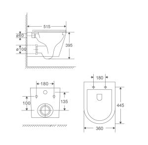 Подвесной унитаз Point Венера  PN41071 безободковый белый