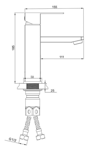 Смеситель для раковины РМС SUS125BL-001F чёрный