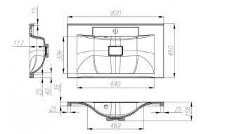 Раковина BelBagno из искусственного мрамора 80см BB800/450-LV-MR-PR Раковина BelBagno из искусственного мрамора 80см BB800/450-LV-MR-PR