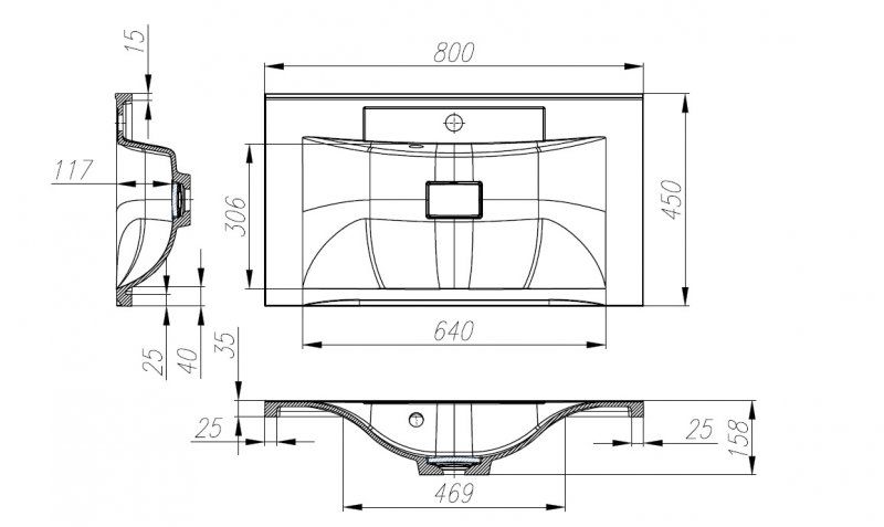 Раковина BelBagno из искусственного мрамора 80см BB800/450-LV-MR-PR