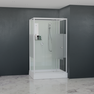 Душевая кабина RGW AN-207 411320789-95 90x80 см профиль белый стекло прозрачное с матовой полосой
