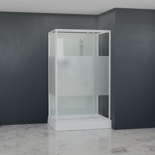 Душевая кабина RGW AN-207 411320789-95 90x80 см профиль белый стекло прозрачное с матовой полосой