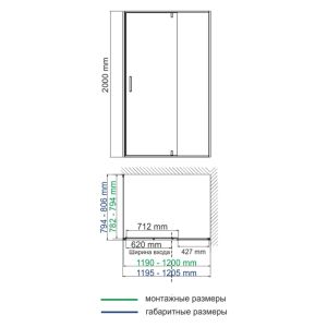 Душевой уголок Wasserkraft Aisch 55P06 120x80см матовое золото