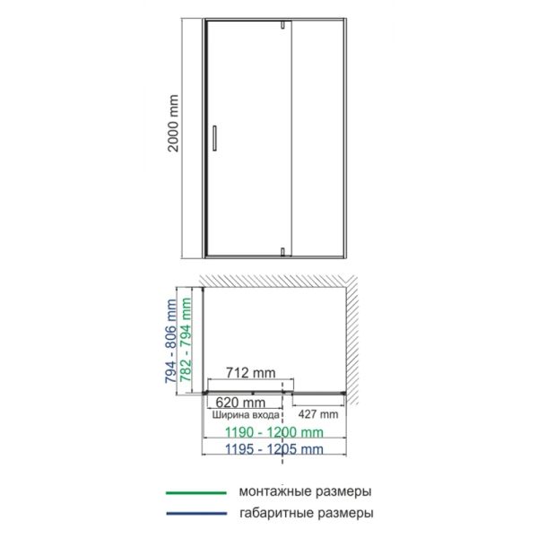 Душевой уголок Wasserkraft Aisch 55P06 120x80см матовое золото