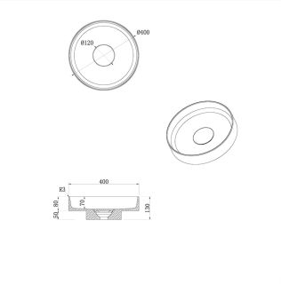 Раковина Armadi Art накладная Corian 400*130 ANTRACIT антрацит матовый