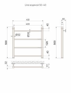 Полотенцесушитель водяной Indigo Line LLW50-40 50x40 см хром