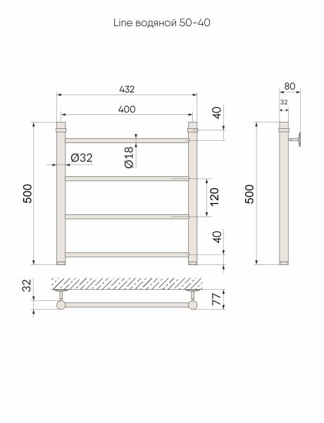 Полотенцесушитель водяной Indigo Line LLW50-40 50x40 см хром