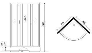 Душевая кабина Niagara NG-6501-14BK 90x90см чёрный/тонированное