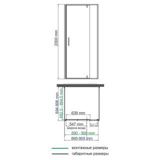 Душевой уголок WasserKRAFT Elbe 74P43 90x90 см профиль чёрный матовый стекло прозрачное